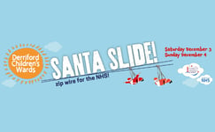 Santa fly's into Eden Project, for NHS Plymouth Hospitals Charity