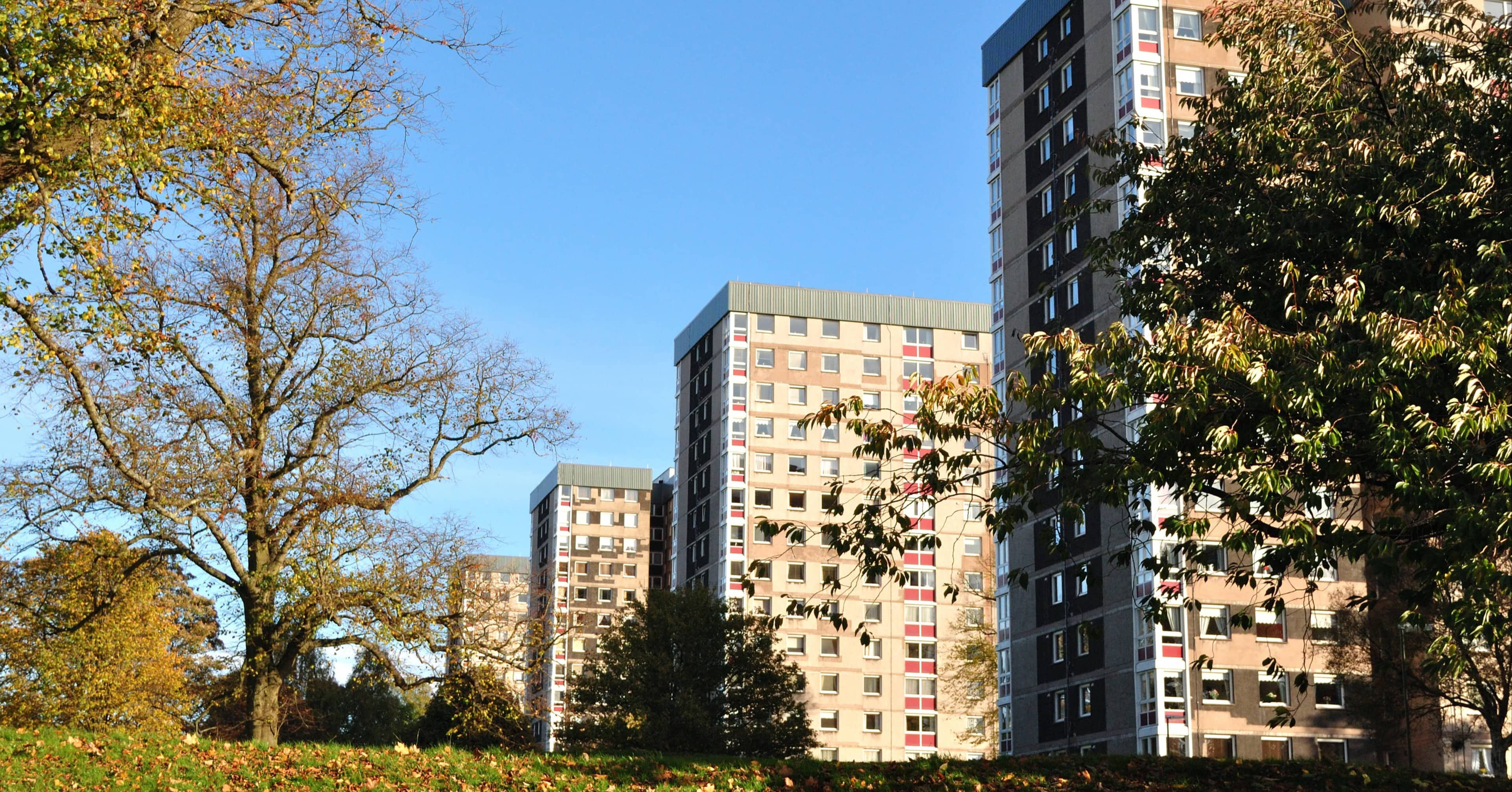 a high rise apartment building in the UK